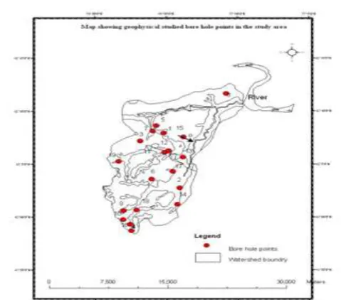 Fig 5: Map Showing Geophysical studied bore hole pointspoints in the study area  