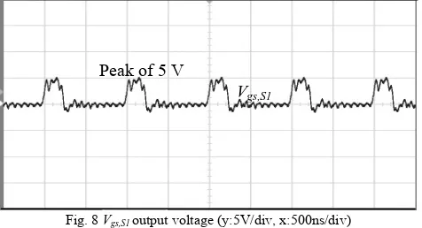 Fig. 8 Vgs,S1 output voltage (y:5V/div, x:500ns/div) 