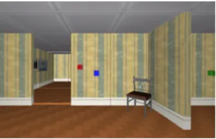 Figure 1: An example scene in the GIVE environment.