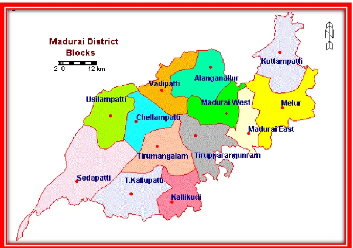 FIGURE 1: MAP SHOWING MADURAI DISTRICT BLOCK38 