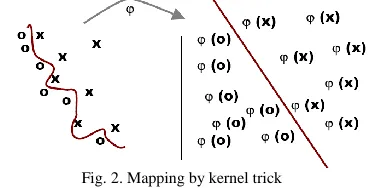Fig. 2. Mapping by kernel trick 