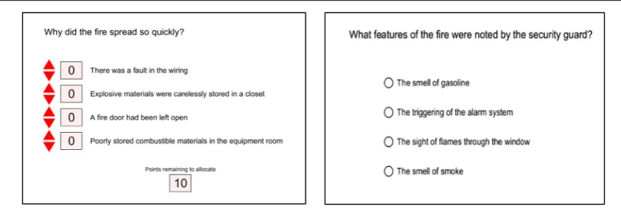 Fig. 3 Screenshots of how the inference (left) and factual (right) ques-tions and response options were presented to participants
