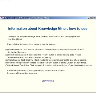 Figure 5.5: Welcome window of the KnowledgeMiner: user can select the 