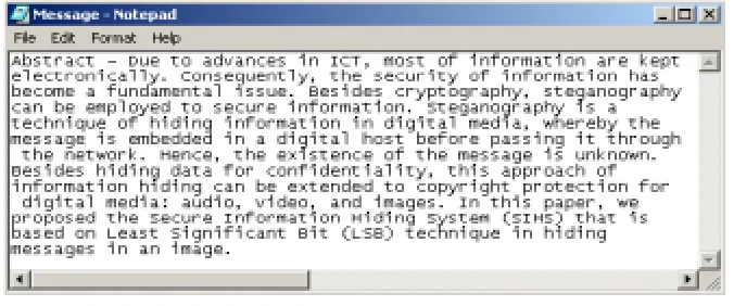 Figure 3.3  A Message Open with Notepad 
