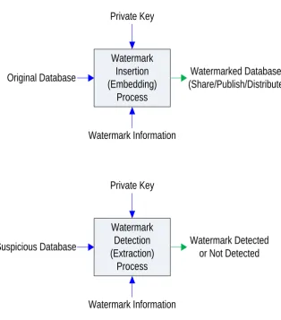 Figure  1.1 Basic Database Watermarking Processes 