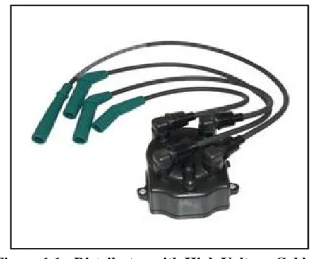 Figure 1.1 : Distributor with High Voltage Cable  ( Source : http://www.oreillyauto.com) 