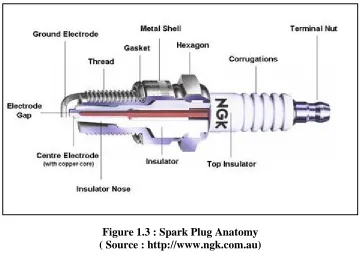 Figure 1.3 : Spark Plug Anatomy ( Source : http://www.ngk.com.au)