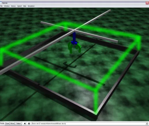 Figure 5.4  A cube, outlined in green, that extends above the floor and roughly 