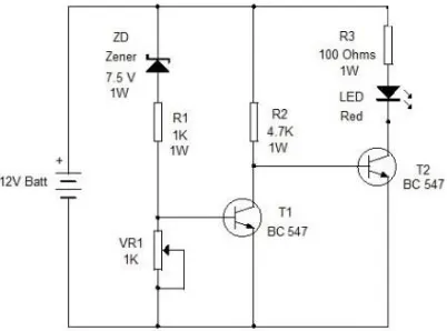 Fig 6. Voltage Indicator using Transistors and  Diodes 