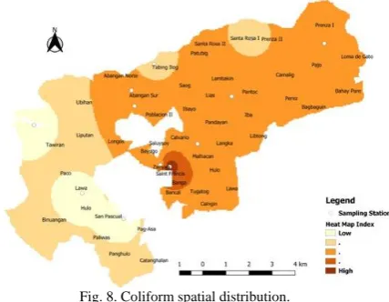 Fig. 8. Coliform spatial distribution.  