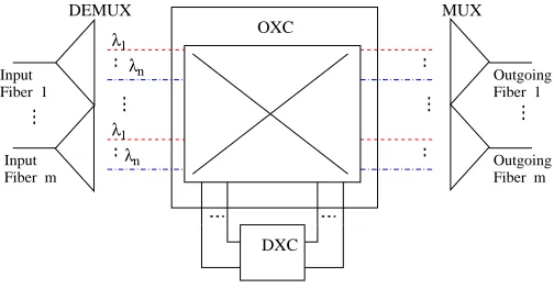 Figure 5: An OXC architecture that has grooming capability