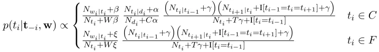 Figure 2: Conditional distribution for t i in the CDHMM.
