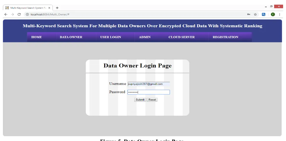Figure 5. Data Owner Login Page  