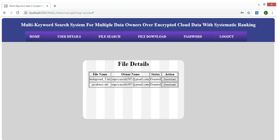 Figure 8. User File Download Page 