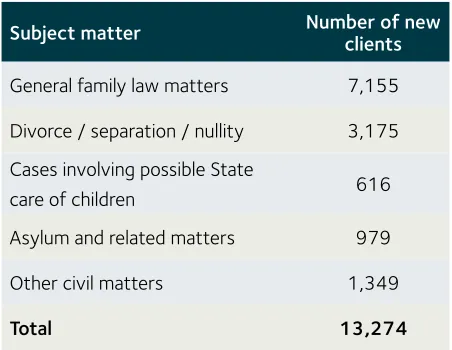Table 2 – Initial appointments by subject matter 2011