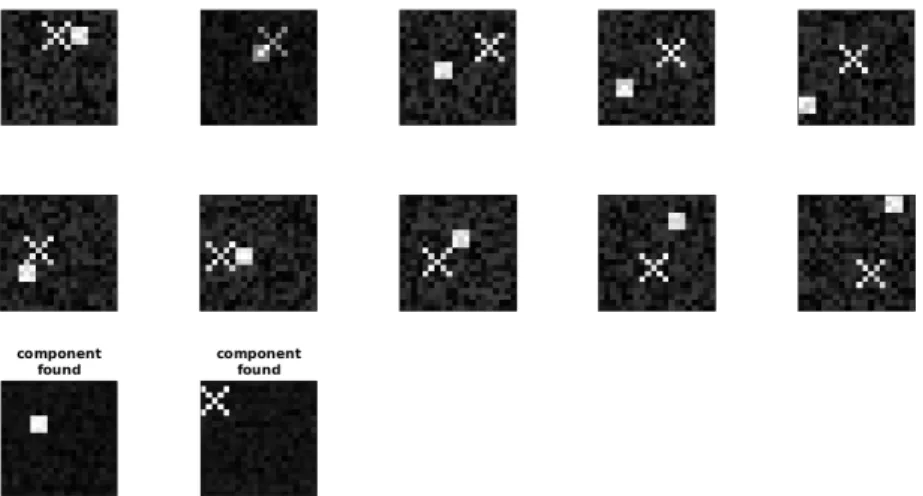 Figure 3: On the first 2 rows, there are the original 10 images, that are the columns of A.