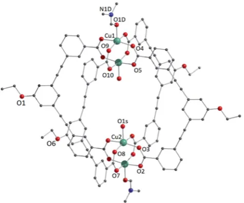 Fig. 1View of the molecular structure of the MOP unit in compound1-DMFcrystallographically independent metal ions and heteroatoms have