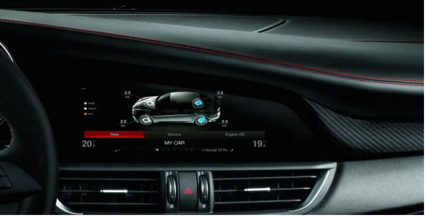 Figure 4: Integrated bezel covering the entire surface of the display [6]. (Alfa Romeo Giulia)  