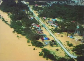 Fig. 4. View of flooding in Pekan Town near Sungai Pahang Estuary. 
