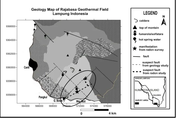 Fig.  5. Fault Performance from Radon Survey on Geology Map