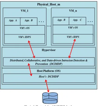 Fig. 2. Platform and Software (VM) levels’ view of host m’s DCDIDP