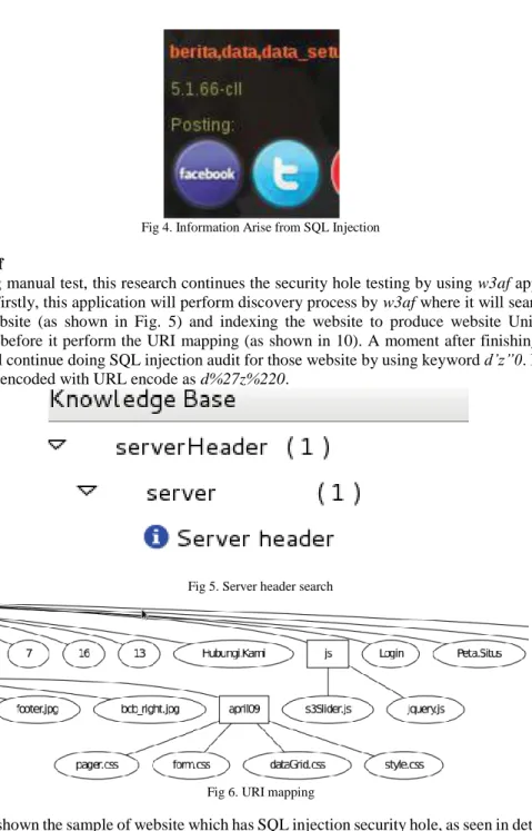 Fig 4. Information Arise from SQL Injection 
