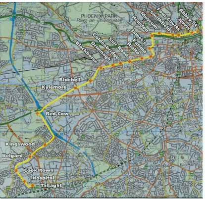 Figure 2.  Line A (and C) From Tallaght to Connolly Station (just beyond Abbey St in Figure) (2)  