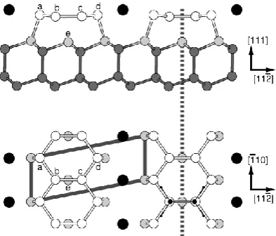 Figure 5.8 Ball and stick model of the HCC structure. Black circle are X atoms. White, light grey, and dark grey circles are the surface layer, first layer, and deeper Si layers, respectively