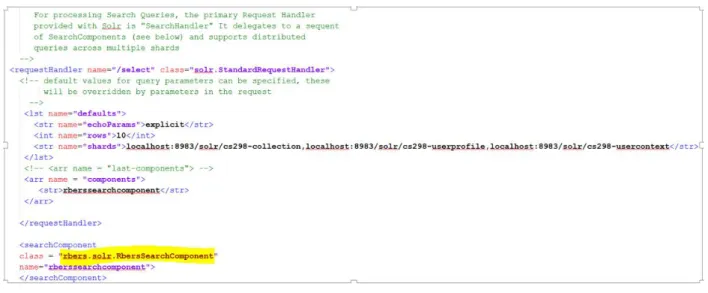 Figure 7: Snippet of schema for CS298-collection  Figure 6: solrconfig.xml file of CS298-project core 