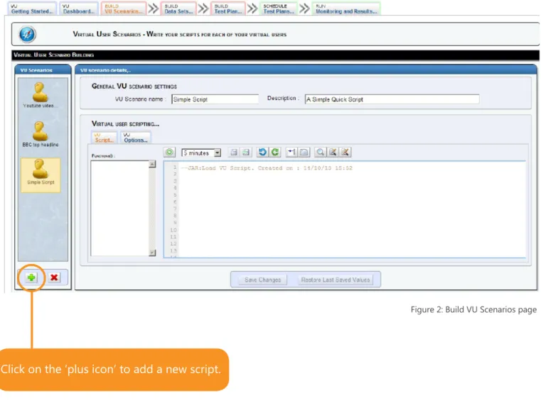 Figure 2: Build VU Scenarios page