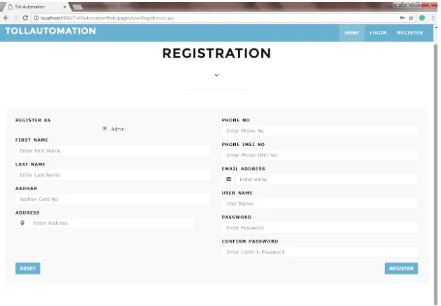 Figure 3. Registration for Toll Collection System 