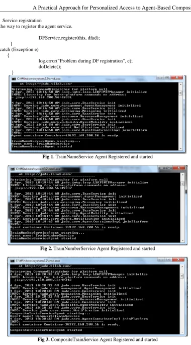 Fig 3. CompositeTrainService Agent Registered and started 