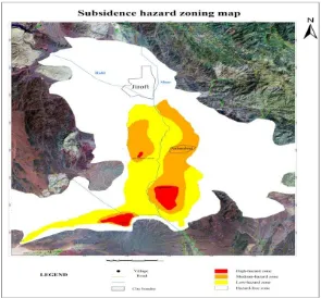 Fig. 12 Subsidence hazard zoning map of Jiroft plain  