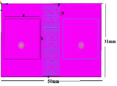 Fig :1. Geometry of the fractal UC-EBG unit cell 