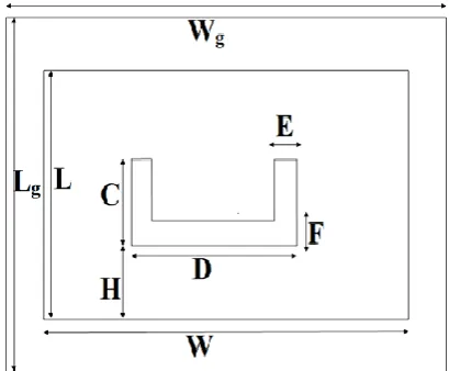 Fig. 1. Geometry of proposed U-Slot microstrip antenna 