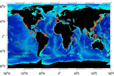 Figure 1.2. Map of recognized internal wave locations (adapted from Jackson, 2004)