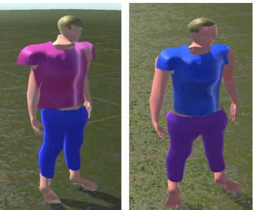 Fig. 9: Two automatically generated female agents with diﬀerent colour combinations