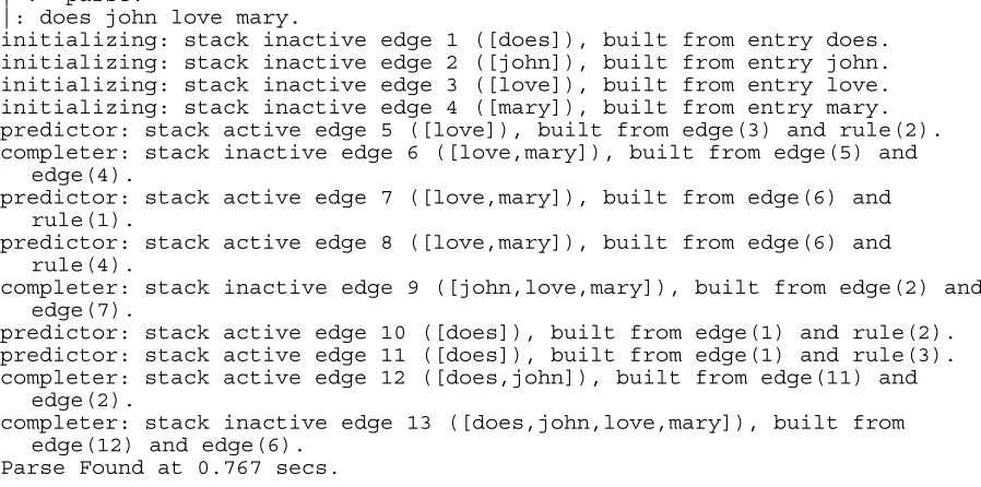 Figure 11. Some Output from the Chart Parser.