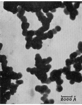 Figure 1:  Transmission electron micrograph of soot aggregates from ethylene counter-flow diffusion flame (Gaydon & Wolfhard, 1970) 