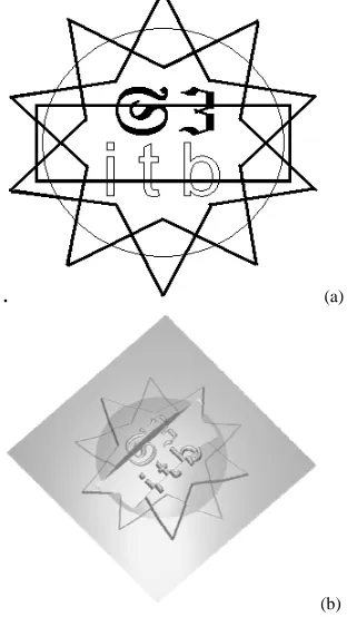 Fig. 4.  Model generation based on bitmap height. (a) borders consist of bitmap and vectors, (b) relief generated using borders 