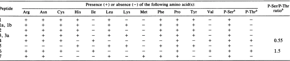 TABLE 1. Amino acid composition of the phosphopeptides of LT'