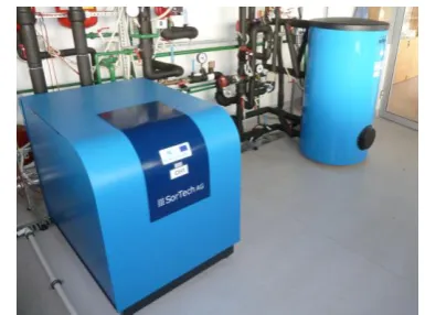 Fig. 3. Adsorption chiller and cold storage tank in laboratory technical room.   