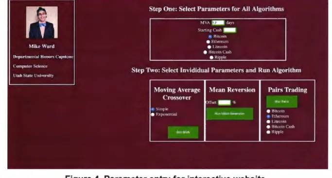 Figure 4. Parameter  entry for  interactive  website. 