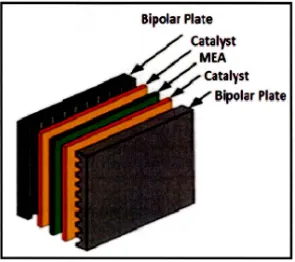 Figure 1.4: The illustration of components of PEMFC 