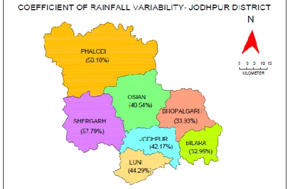 Figure 2: Coefficient of Rainfall variability- Jodhpur District  References 