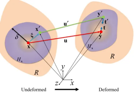 Fig. 1 Domain of interaction for a material point