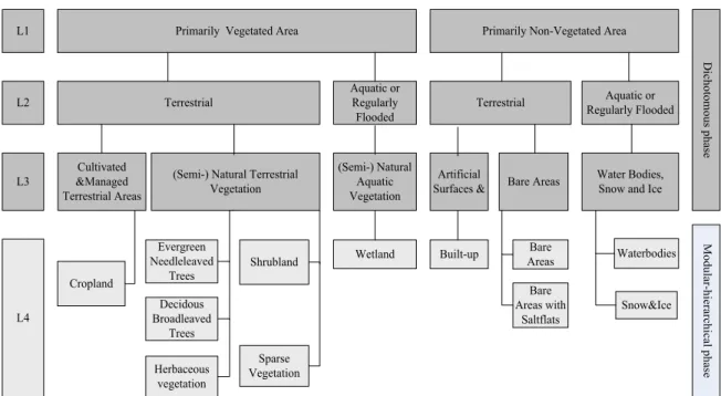 Figure 6. Land cover classification scheme for the XUAR based on the LCCS standards. 