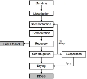 Figure 3. Overview of dry grind process of ethanol production. Reproduced from Nichols et al