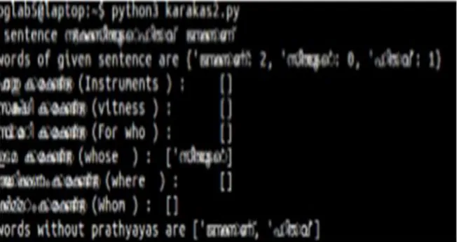 Fig. 4. Extraction of karakas from a sentence  