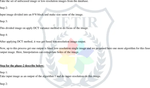 Figure 2 shows algorithm used for making high-accurate image from multi-focused low-resolution images